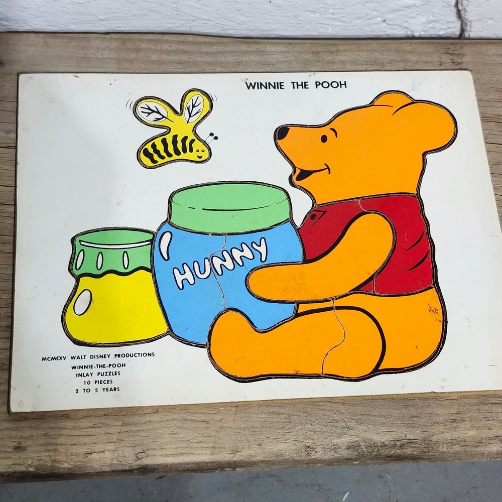 Vintage 1975 Walt Disney Winnie‎ The Pooh Inlay Puzzle Wood Toy